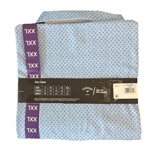 NWT Callaway Men's Performance Stretch Polo Shirt XXL Blue Regatta Short Sleeve - Picture 2 of 2